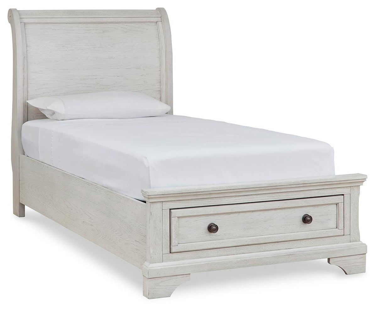Robbinsdale Twin Sleigh Storage Bed - Antique White (1)