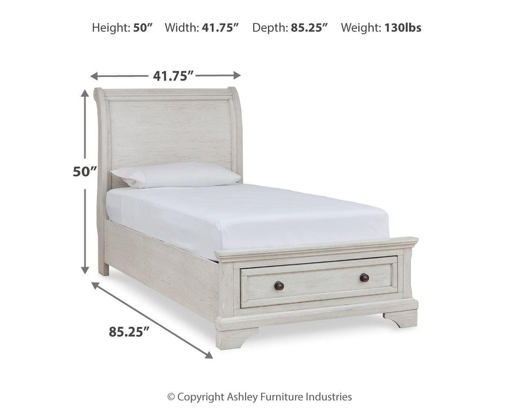 Robbinsdale Twin Sleigh Storage Bed - Antique White (6)