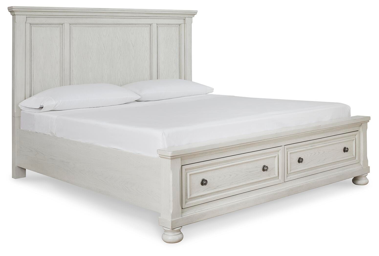 Robbinsdale Queen Panel Storage Bed - White (1)