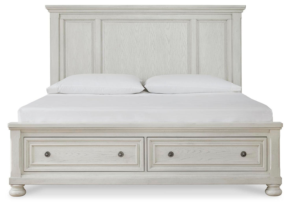 Robbinsdale King Panel Storage Bed - White (4)