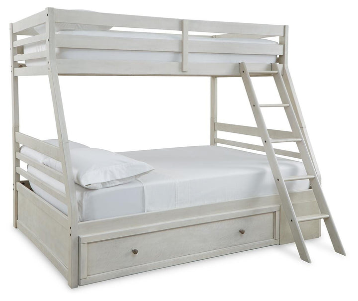 Robbinsdale Twin over Full Bunk Bed with Storage - Antique White (1)