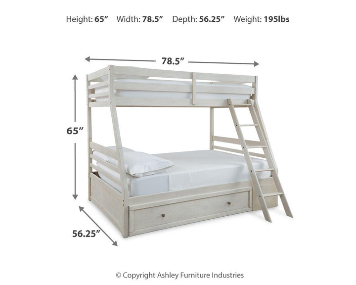 Robbinsdale Twin over Full Bunk Bed with Storage - Antique White (9)