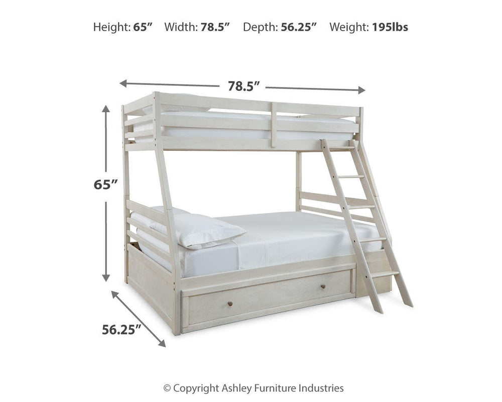 Robbinsdale Twin over Full Bunk Bed with Storage - Antique White (9)