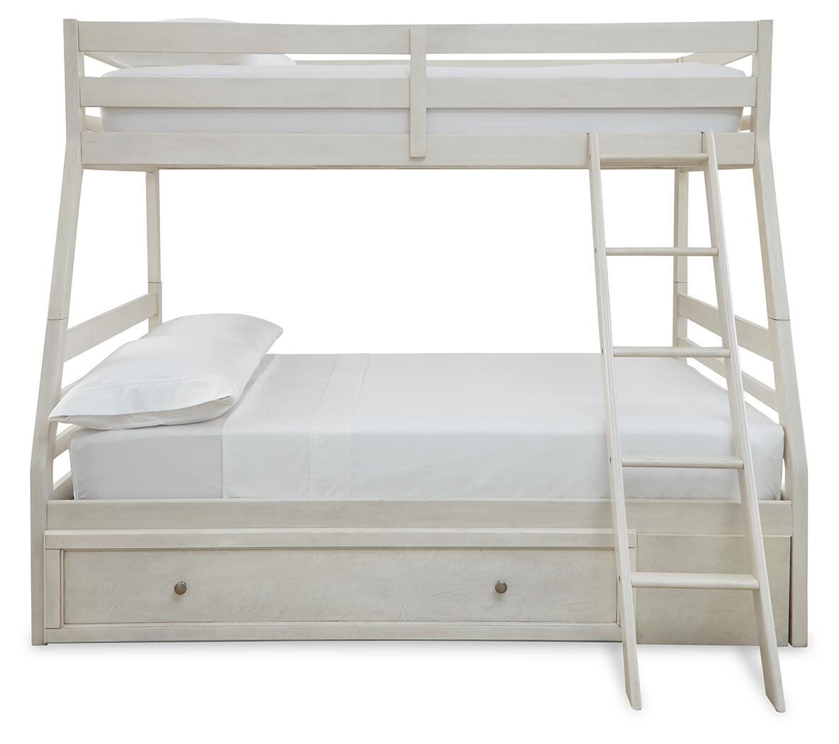Robbinsdale Twin over Full with Storage and Mattresses - Antique White (2)