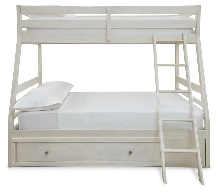 Robbinsdale Twin over Full with Storage and Mattresses - Antique White (2)