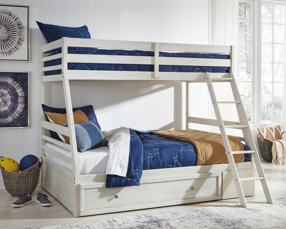 Robbinsdale Twin over Full Bunk Bed with Storage - Antique White (2)
