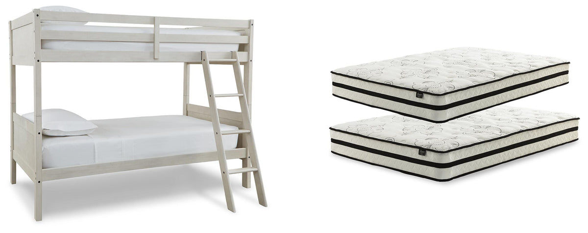 Robbinsdale Bunk Bed and Mattresses - Antique White (1)