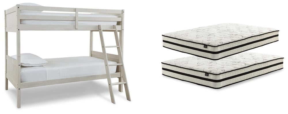 Robbinsdale Bunk Bed and Mattresses - Antique White (1)