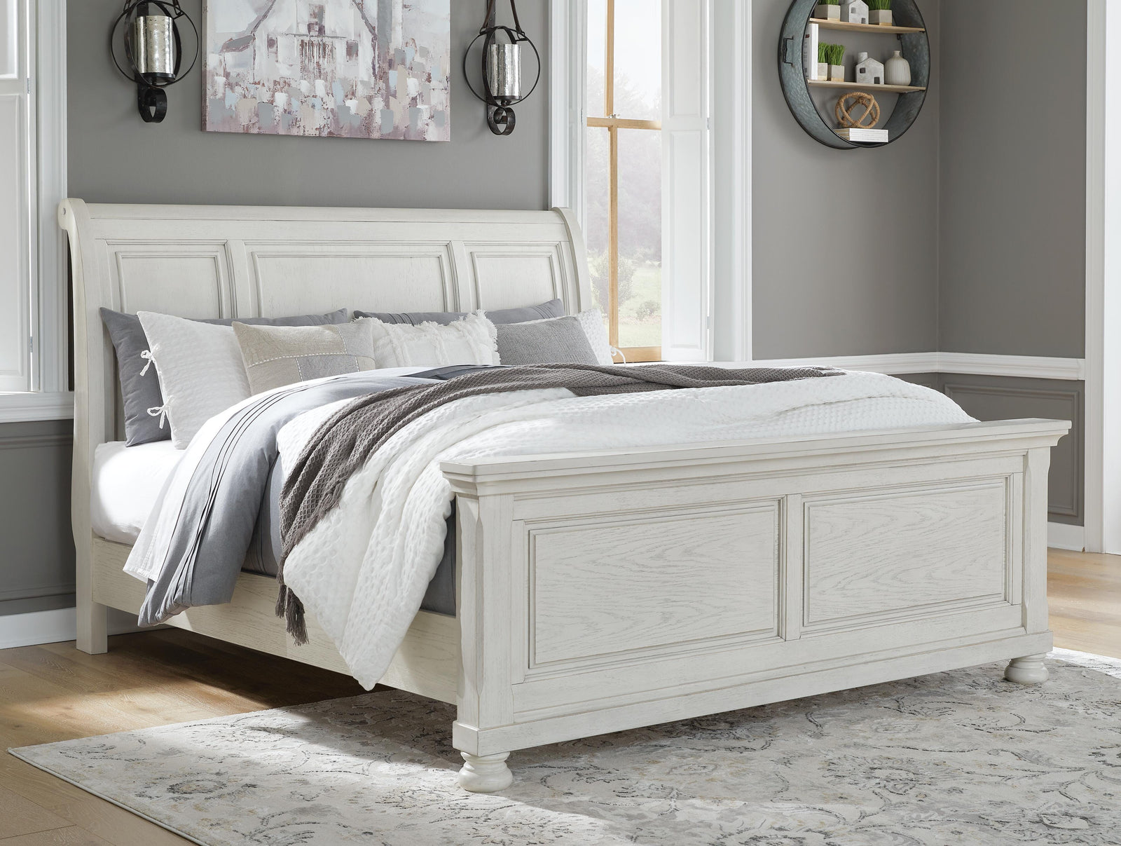 Robbinsdale King Sleigh Bed - White (2)
