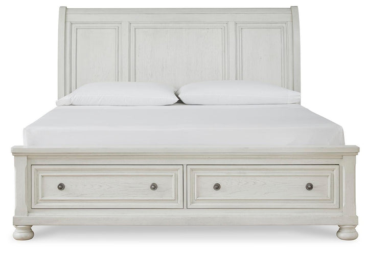 Robbinsdale King Sleigh Bed with Storage - Antique White (4)