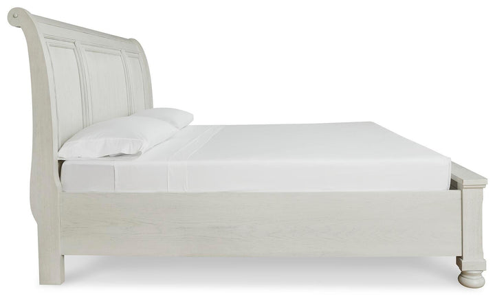 Robbinsdale King Sleigh Bed with Storage - Antique White (5)