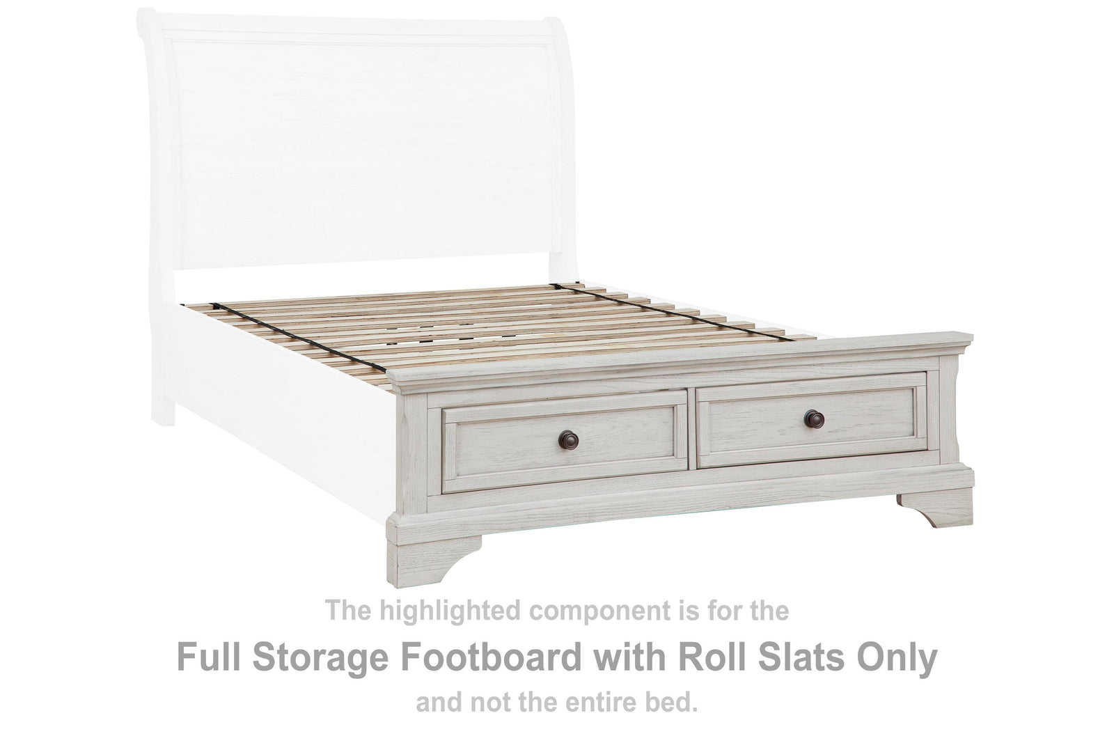 Robbinsdale Full Storage Footboard with Roll Slats - White (2)