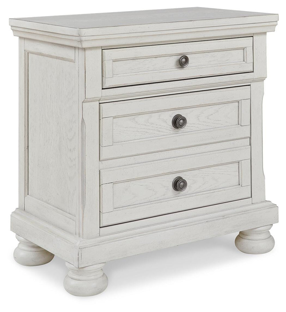 Robbinsdale King Storage Bed and 2 Nightstands - Antique White (6)