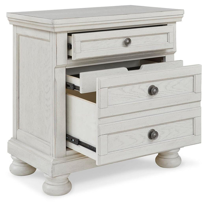 Robbinsdale King Storage Bed and 2 Nightstands - Antique White (7)