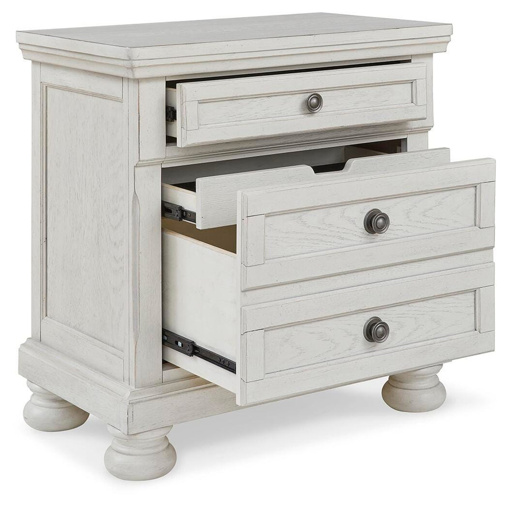 Robbinsdale King Storage Bed and 2 Nightstands - Antique White (7)