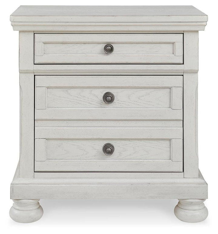 Robbinsdale King Storage Bed and 2 Nightstands - Antique White (8)