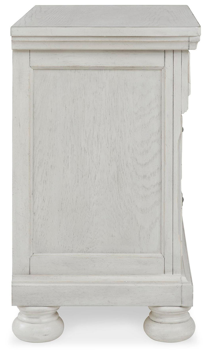 Robbinsdale King Storage Bed and 2 Nightstands - Antique White (9)