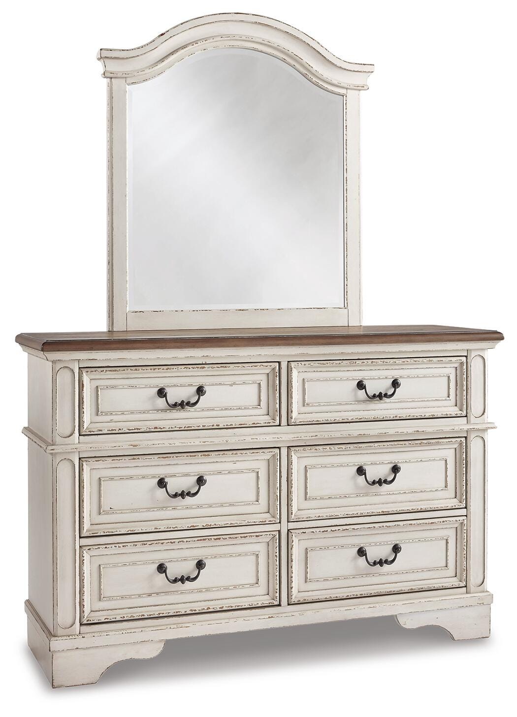 Realyn Dresser and Mirror - Chipped White (1)
