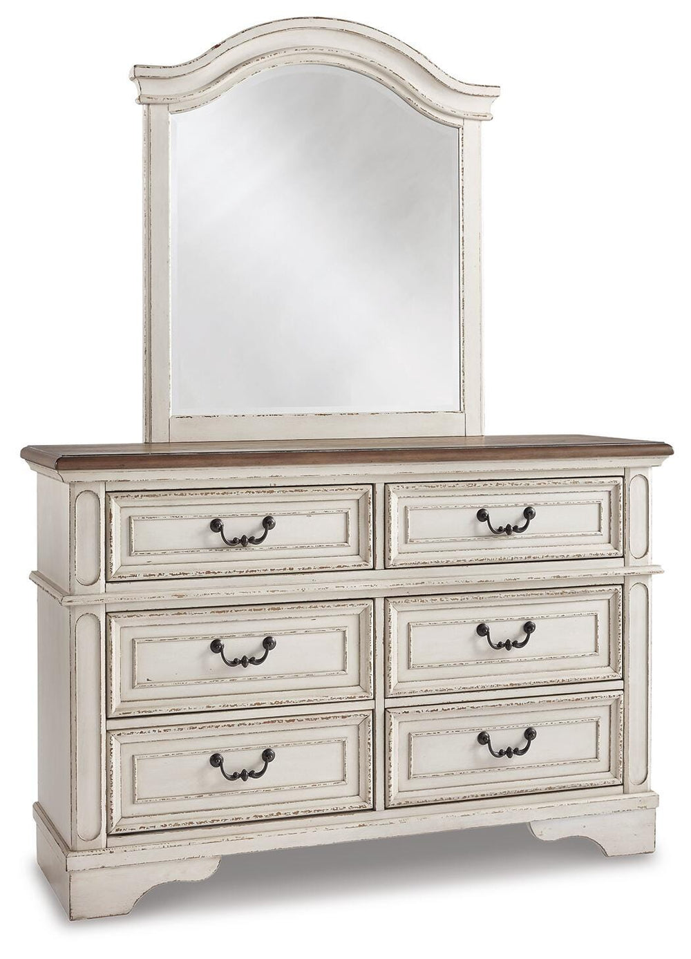 Realyn Dresser and Mirror - Chipped White (1)