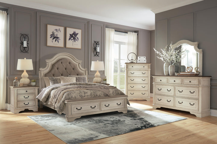 Realyn Queen Upholstered Panel Bed with Storage, Dresser and Nightstand - Two-tone (15)