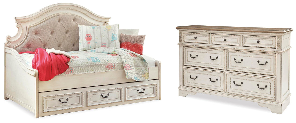 Realyn Twin Storage Day Bed and Dresser - Two-tone (1)