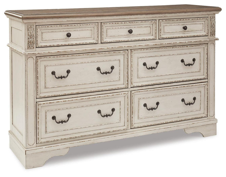 Realyn Queen Upholstered Storage Bed, Dresser, Chest and Nightstand (3)