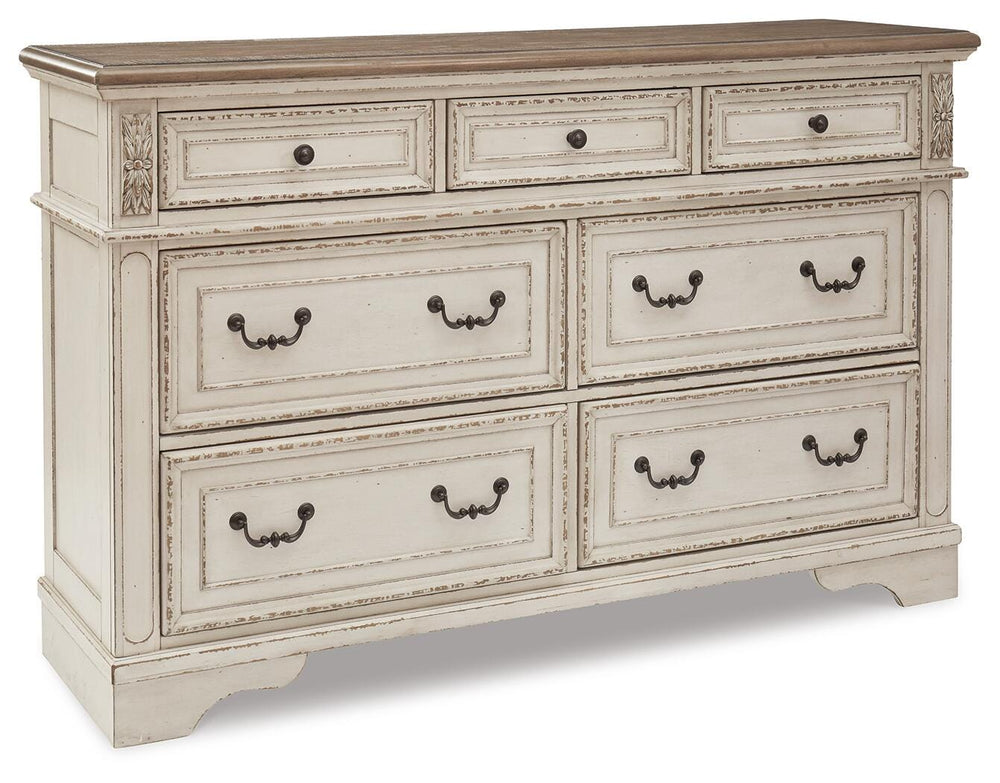 Realyn Queen Upholstered Storage Bed, Dresser, Chest and Nightstand (3)