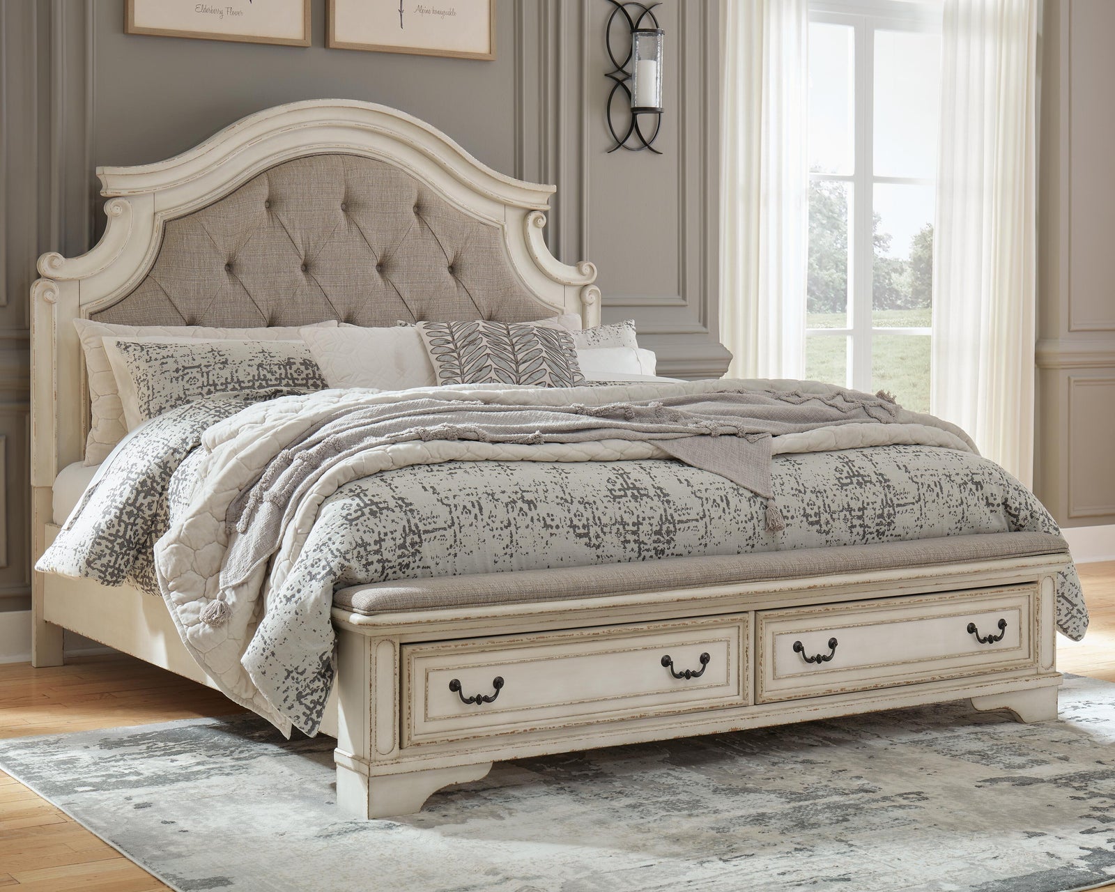 Realyn California King Upholstered Storage Bed - White (2)
