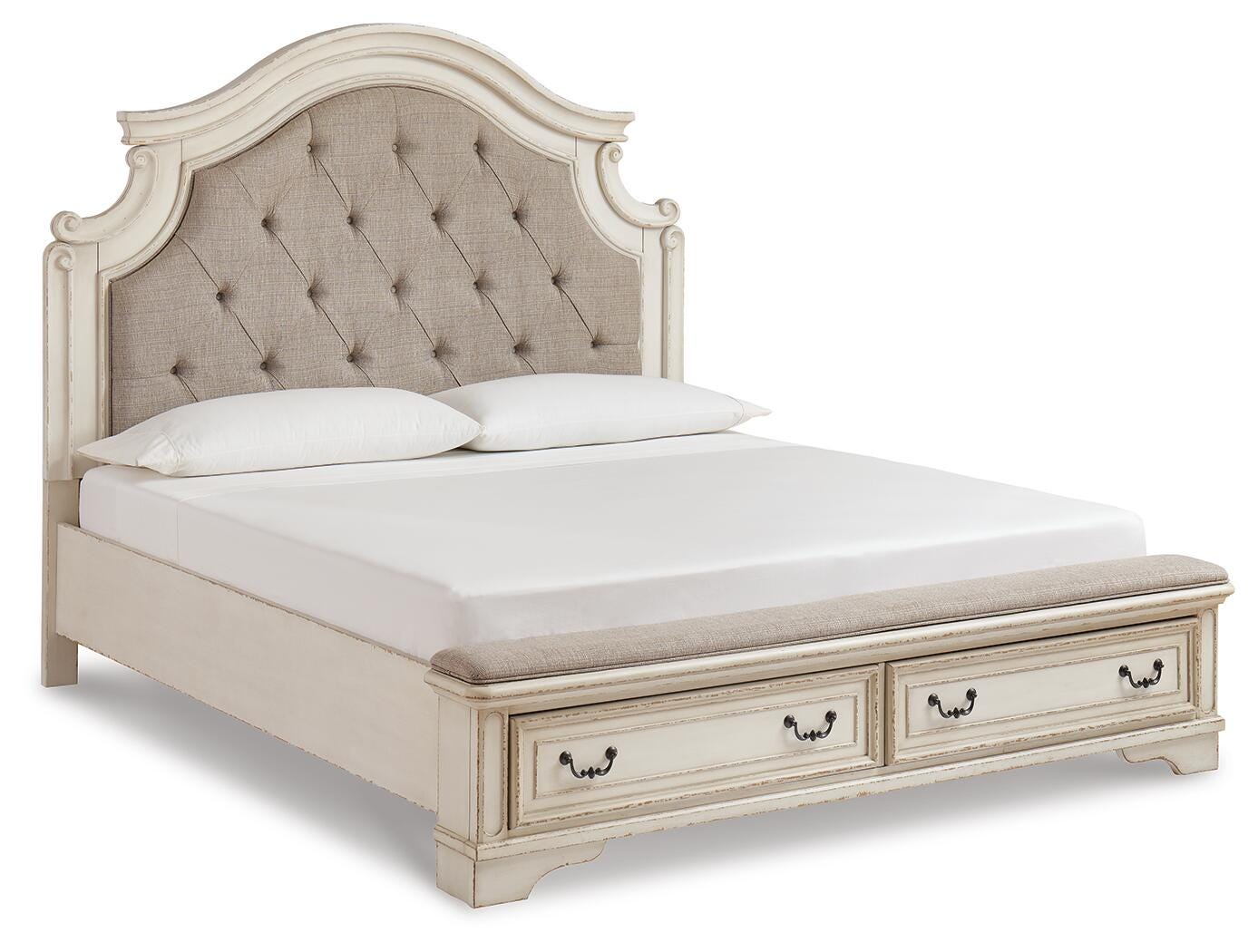 Realyn California King Upholstered Storage Bed - White (1)