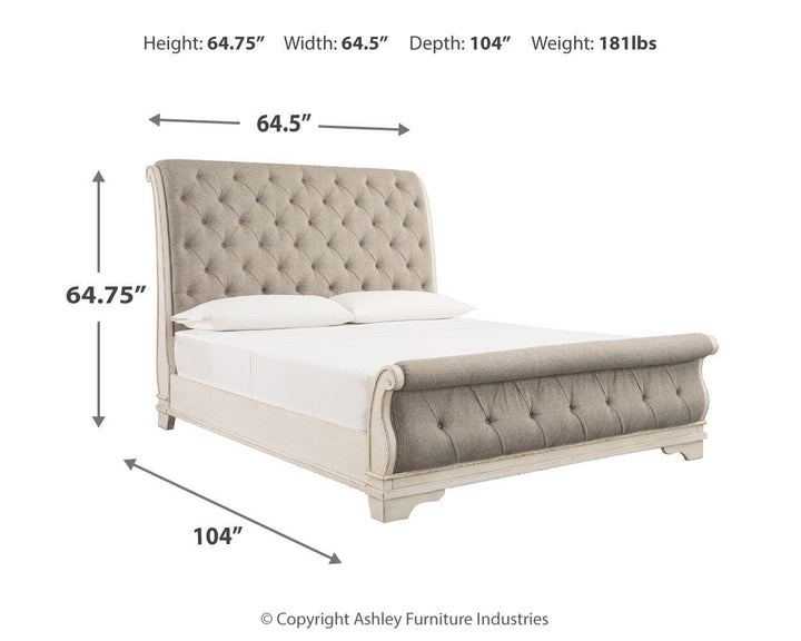 Realyn Queen Upholstered Sleigh Bed, Dresser and Mirror (5)