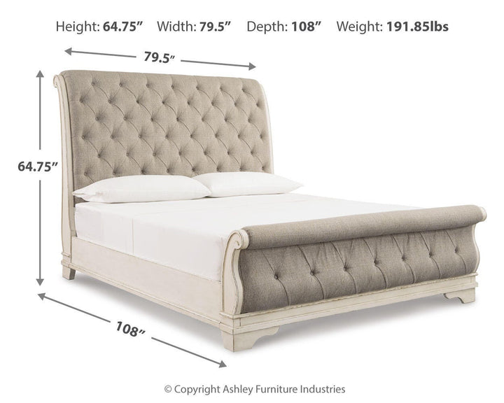 Realyn California King Sleigh Bed - Chipped White (4)