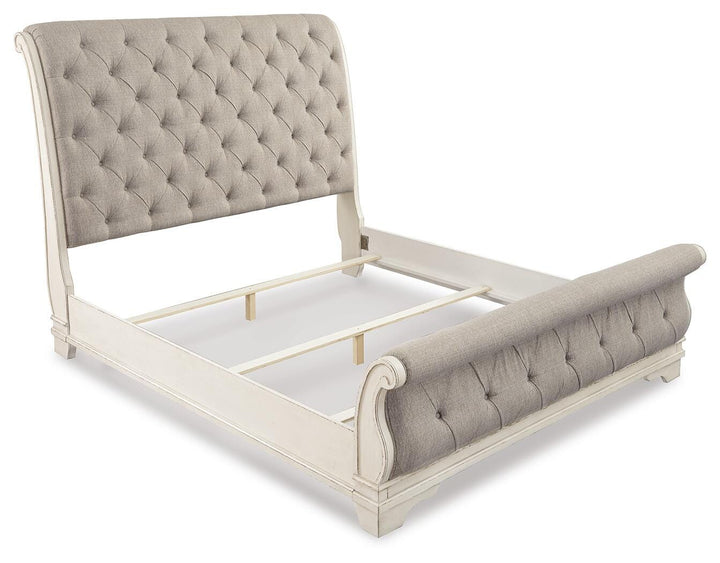 Realyn King Upholstered Sleigh Bed, Dresser, Mirror and 2 Nightstands - Two-tone (6)