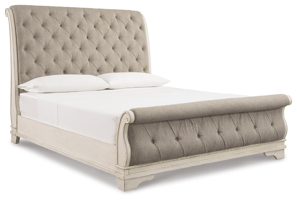 Realyn Queen Sleigh Bed - Chipped White (1)