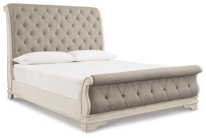 Realyn King Sleigh Bed - Chipped White (1)