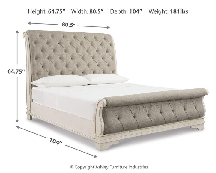 Realyn Queen Sleigh Bed - Chipped White (4)