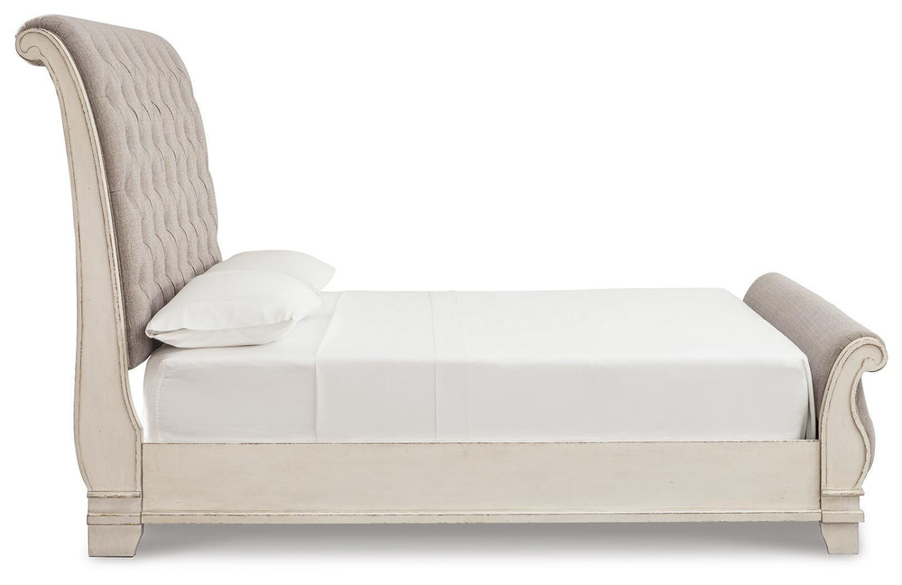 Realyn King Upholstered Sleigh Bed, Dresser, Mirror and 2 Nightstands - Two-tone (5)
