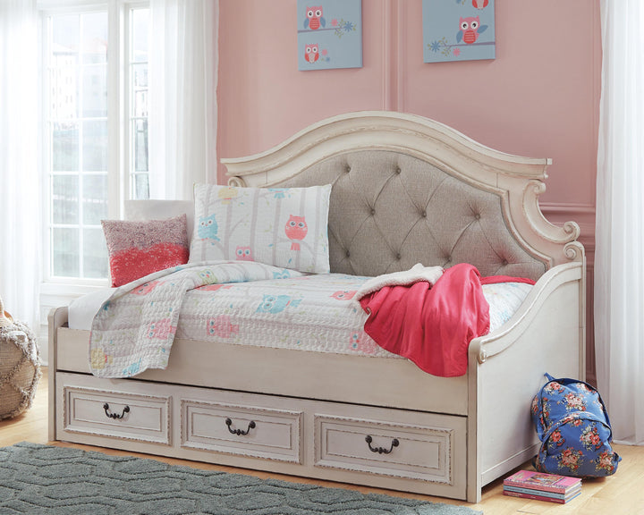 Realyn Twin Daybed with 1 Large Storage Drawer - Chipped White (2)