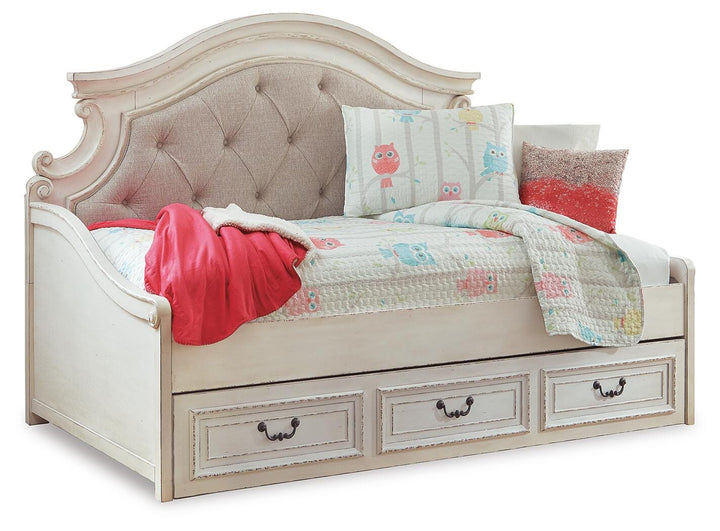 Realyn Twin Day Bed with Storage, Dresser, Mirror and Nightstand (5)