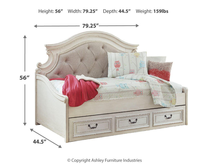 Realyn Twin Daybed with 1 Large Storage Drawer - Chipped White (4)