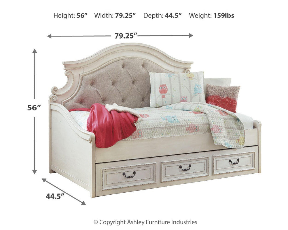 Realyn Twin Daybed with 1 Large Storage Drawer - Chipped White (4)