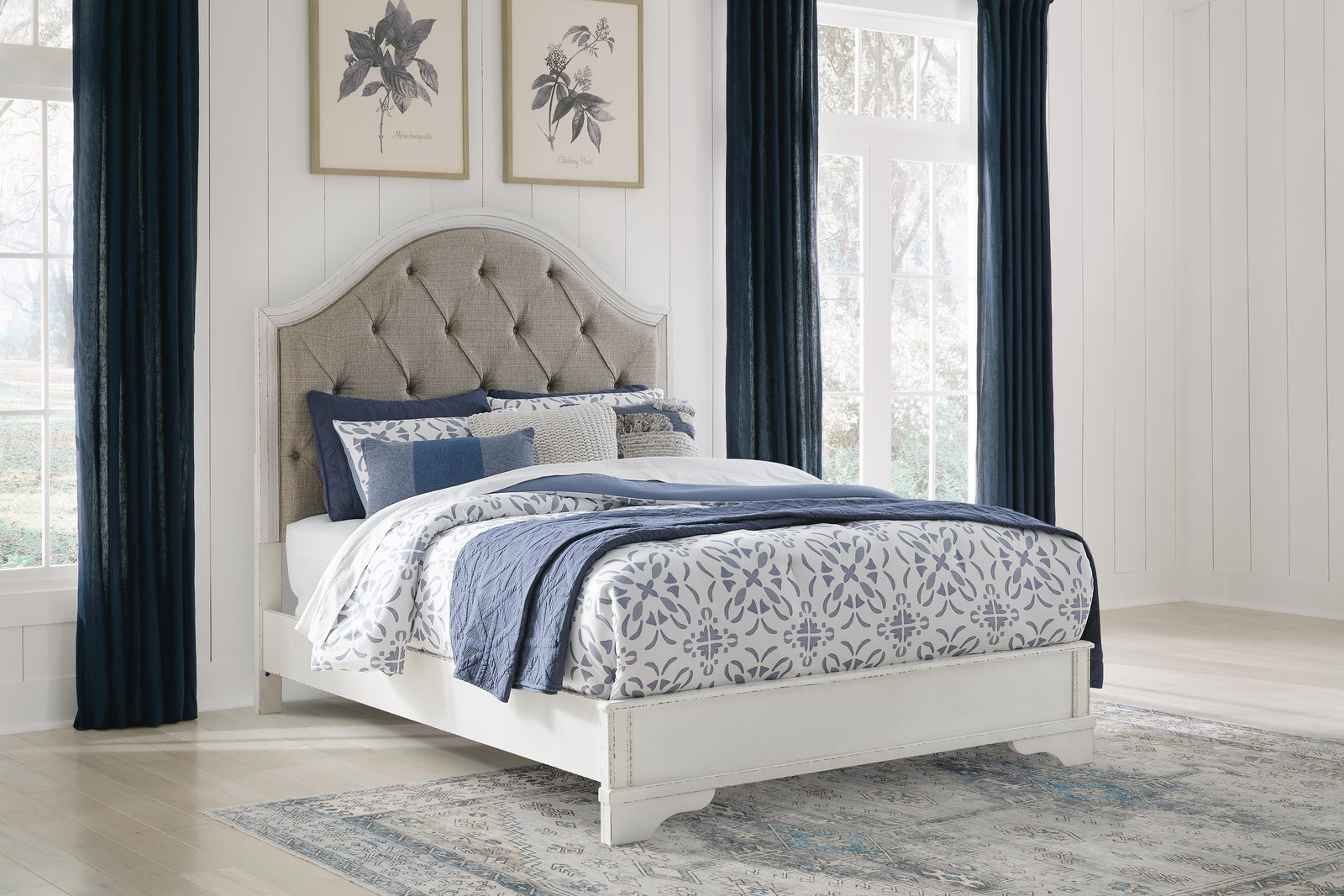 Blendon Queen Upholstered Panel Bed - White (2)