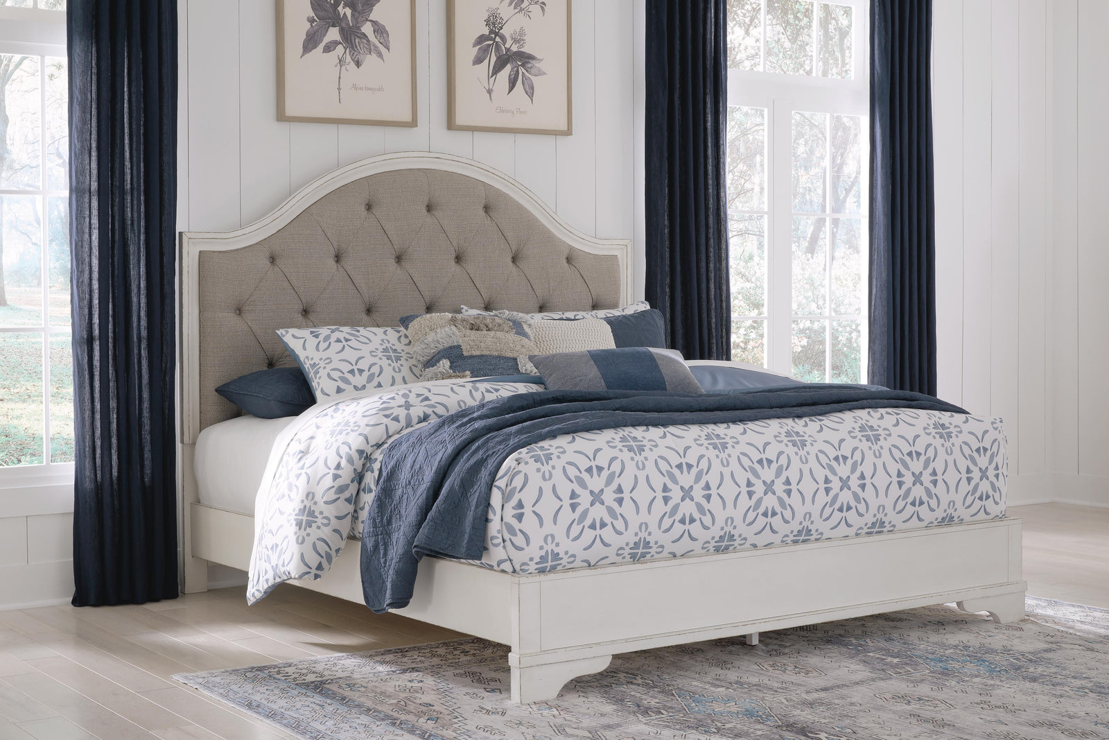 Blendon King Upholstered Panel Bed - White (2)