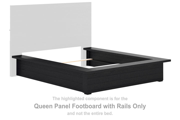 Londer Queen Panel Footboard with Rails - Black (2)