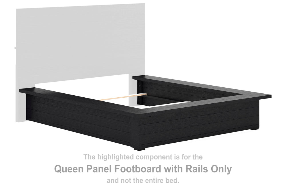 Londer Queen Panel Footboard with Rails - Black (2)