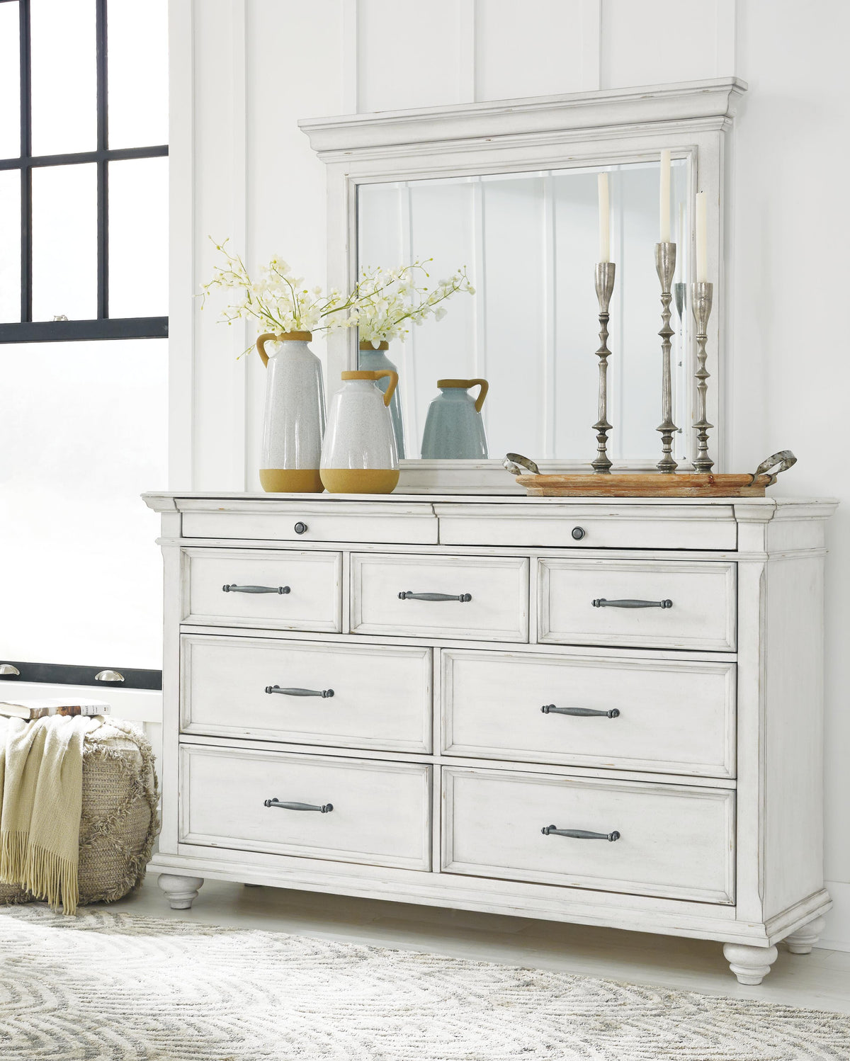 Kanwyn Dresser and Mirror - Whitewash (2)