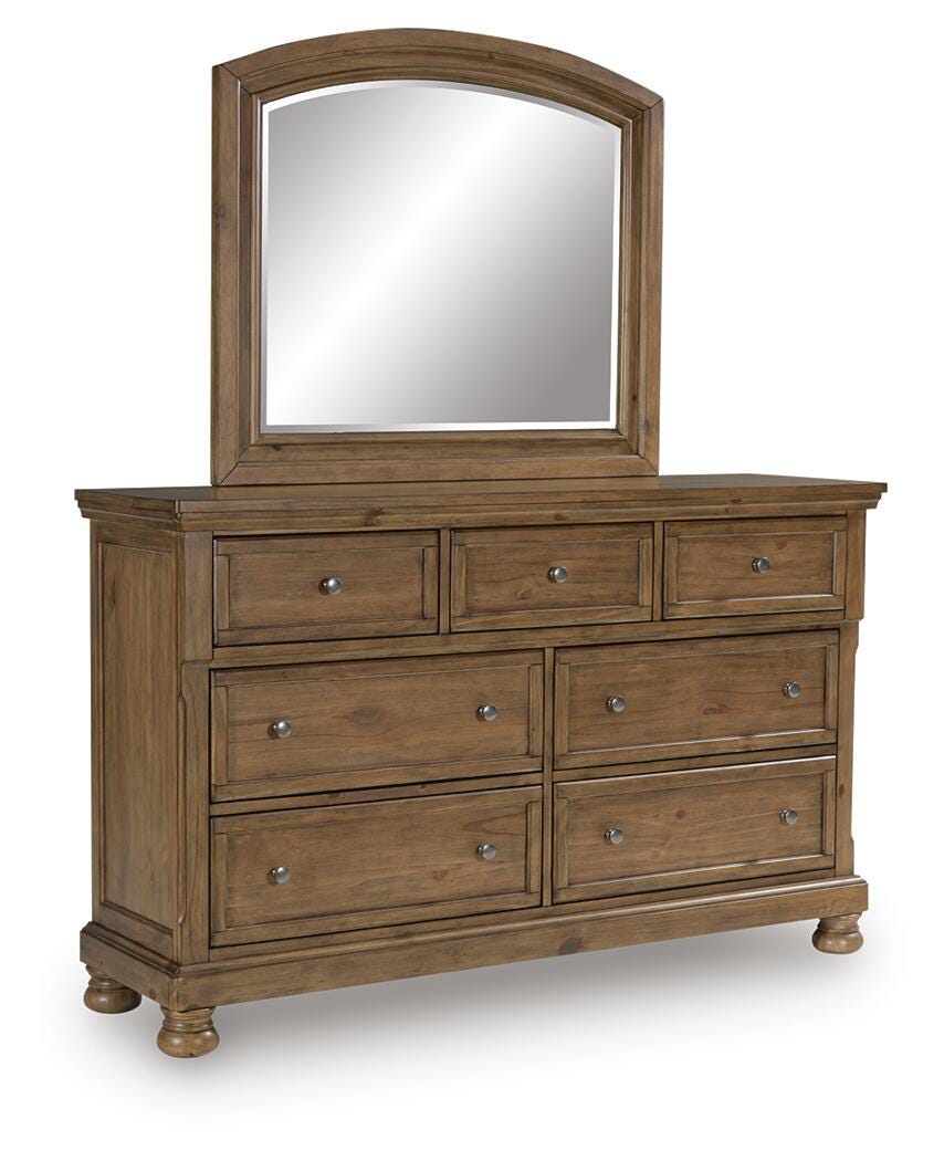 Feddinger Dresser and Mirror - Light Brown (1)