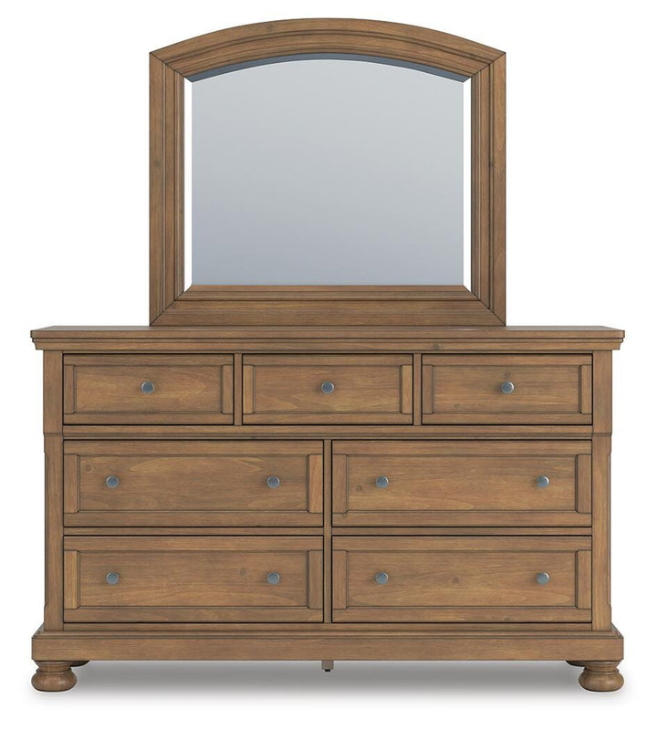 Feddinger Dresser and Mirror - Light Brown (3)