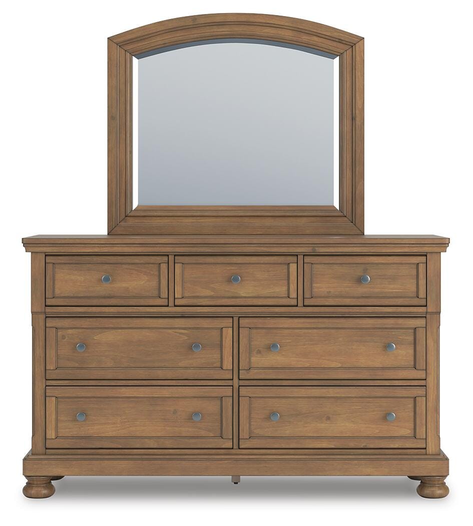 Feddinger Dresser and Mirror - Light Brown (3)