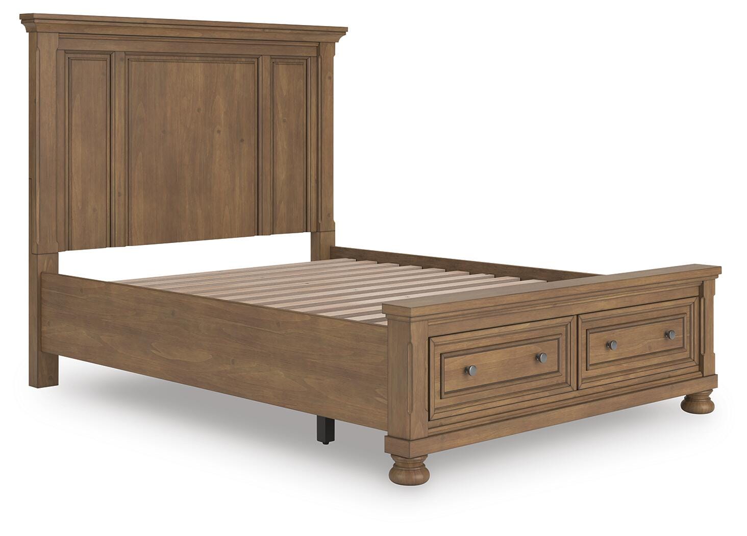 Feddinger Queen Panel Storage Bed - Light Brown (2)