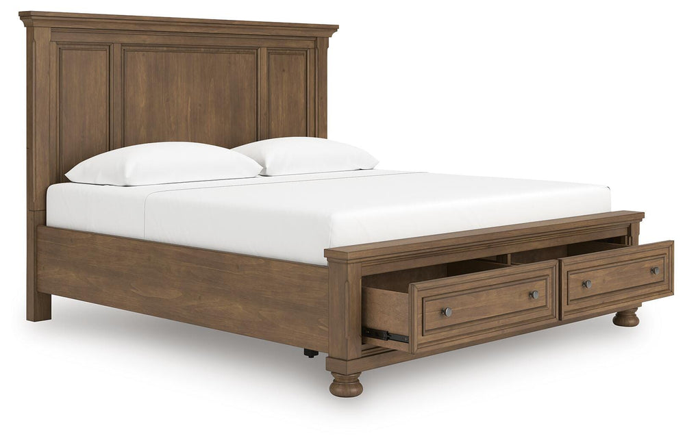 Feddinger King Panel Storage Bed - Light Brown (4)